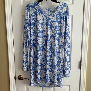 Coolibar Blue and White women’s swim cover  50+UPF